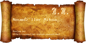 Neumüller Miksa névjegykártya